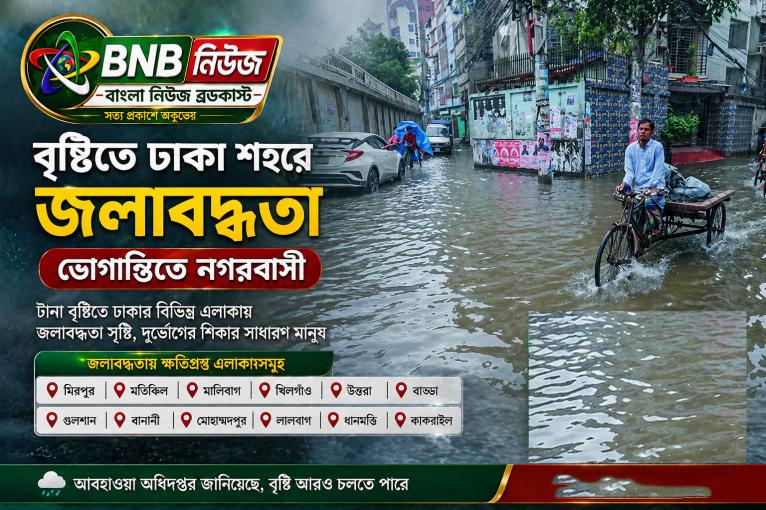 বৃষ্টিতে ঢাকার বিভিন্ন স্থানে জলাবদ্ধতা